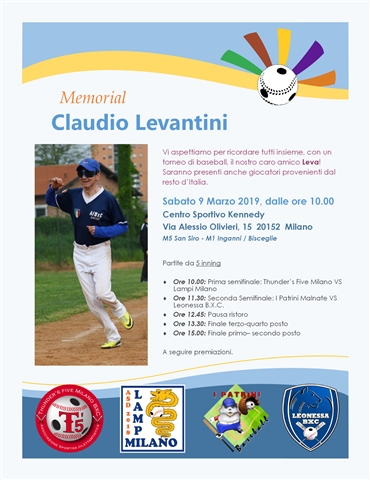 Locandina Memorial Claudio Levantini di Baseball Per Ciechi